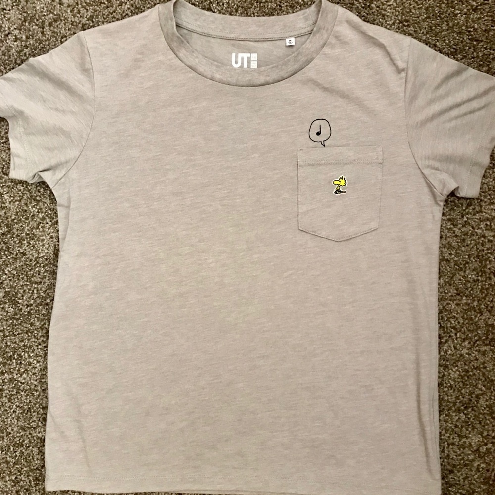 UNIQLO Snoopy / Woodstock Grey Pocket Tee